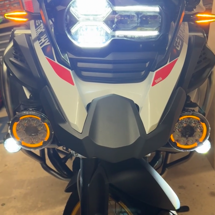 Motorbike Canbus and Lights Installation Lone Rider Motolights and Motocan being installed in the Forest of Dean on a BMW GS Motocycle